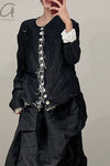 ARCHIVIO J.M.Ribot crew neck single-breasted jacket Handmade AJM-W25/ML-HEI Black